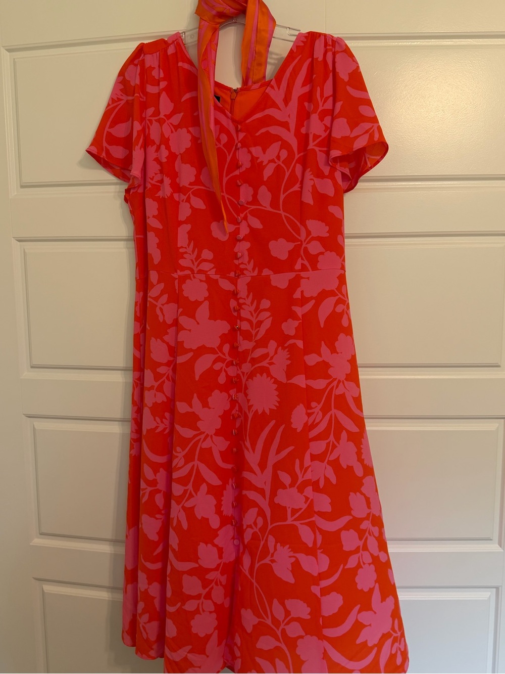 Talbots Orange and Pink Floral Petite Dress